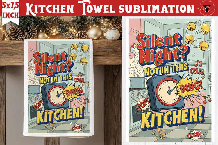 Christmas kitchen towel sublimation | Holiday baking print example image 1