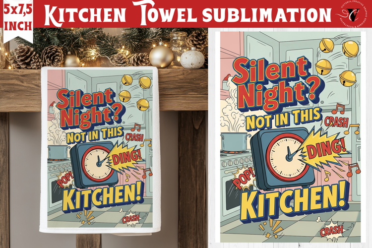 Christmas kitchen towel sublimation | Holiday baking print