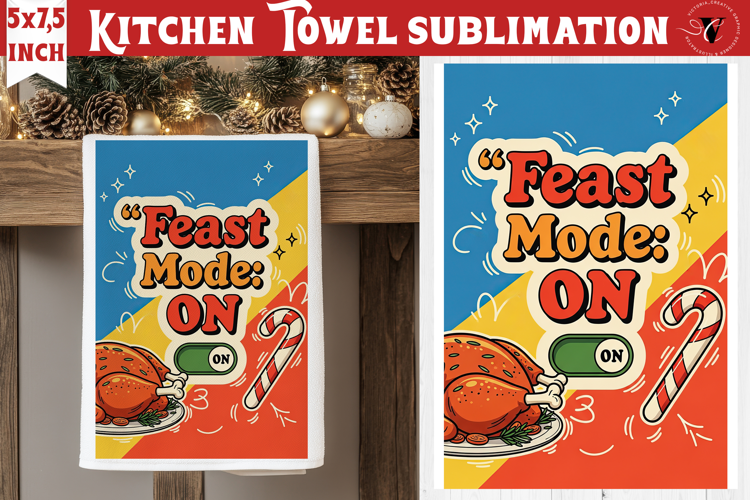Christmas kitchen towel sublimation | Holiday baking print