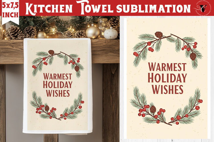 Christmas kitchen towel sublimation | Holiday baking print example image 1