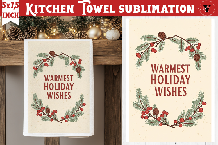 Christmas kitchen towel sublimation | Holiday baking print