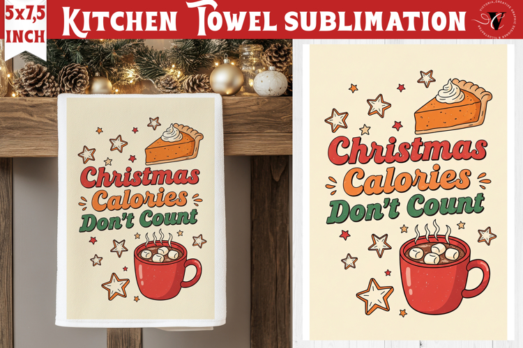 Christmas kitchen towel sublimation | Holiday baking print