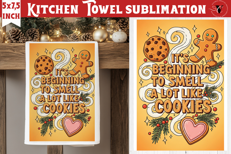 Christmas kitchen towel sublimation | Holiday baking print