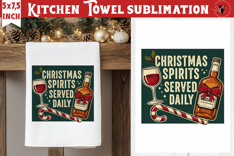 Christmas kitchen towel sublimation | Holiday baking print