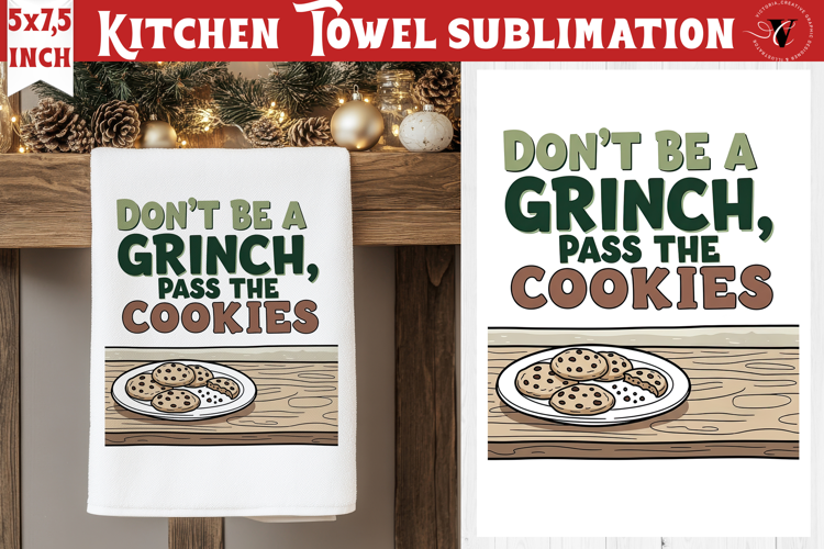Christmas kitchen towel sublimation | Holiday baking print