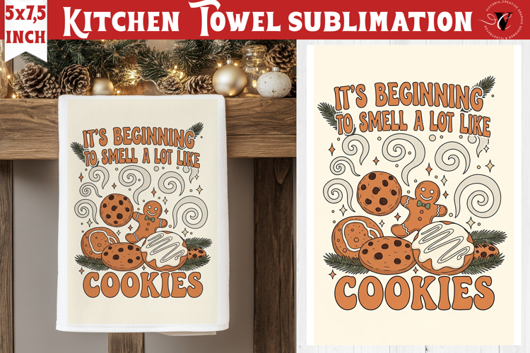 Christmas kitchen towel sublimation | Holiday baking print