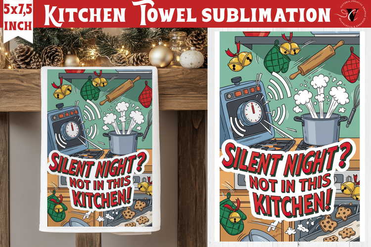 Christmas kitchen towel sublimation | Holiday baking print