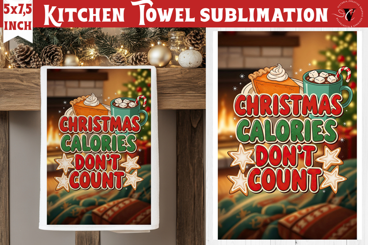 Christmas kitchen towel sublimation | Holiday baking print