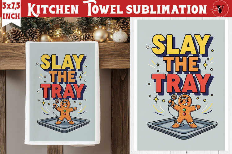 Christmas kitchen towel sublimation | Holiday baking print example image 1