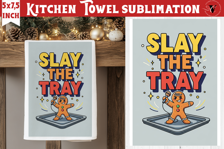 Christmas kitchen towel sublimation | Holiday baking print