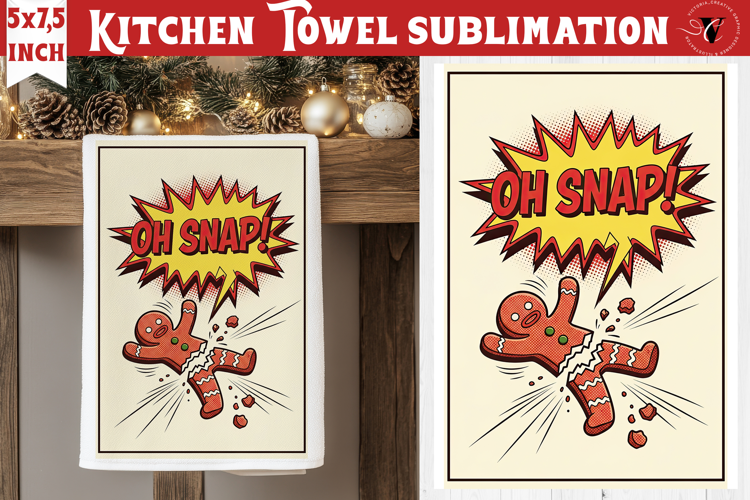 Christmas kitchen towel sublimation | Holiday baking print