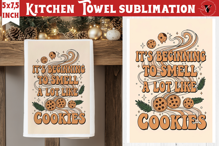 Christmas kitchen towel sublimation | Holiday baking print