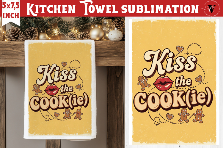 Christmas kitchen towel sublimation | Holiday baking print