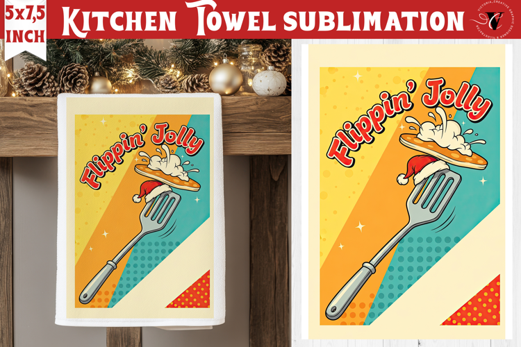 Christmas kitchen towel sublimation | Holiday baking print