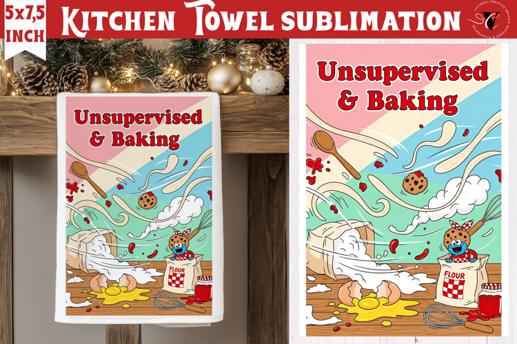 Christmas kitchen towel sublimation | Holiday baking print