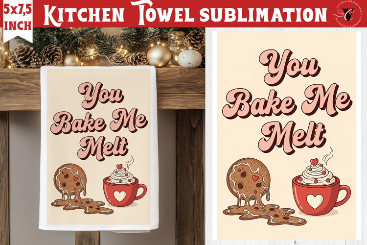 Christmas kitchen towel sublimation | Holiday baking print