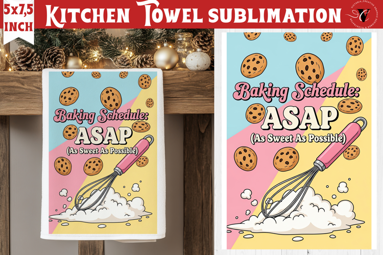 Christmas kitchen towel sublimation | Holiday baking print