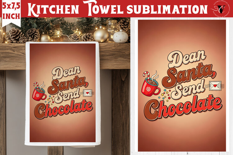 Christmas kitchen towel sublimation | Holiday baking print example image 1