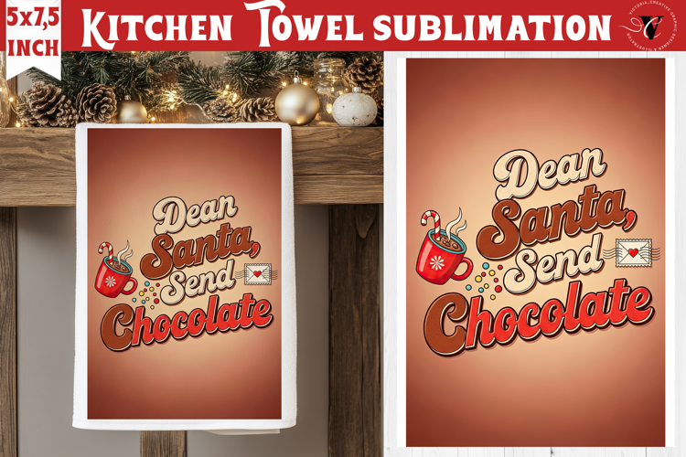 Christmas kitchen towel sublimation | Holiday baking print