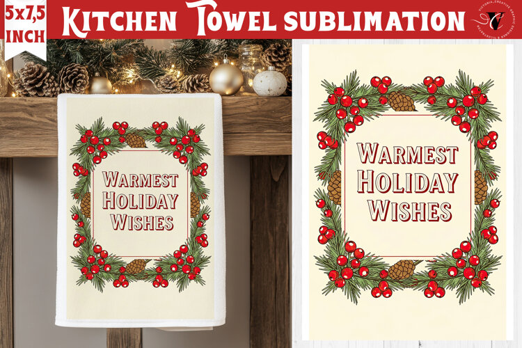 Christmas kitchen towel sublimation | Holiday baking print example image 1