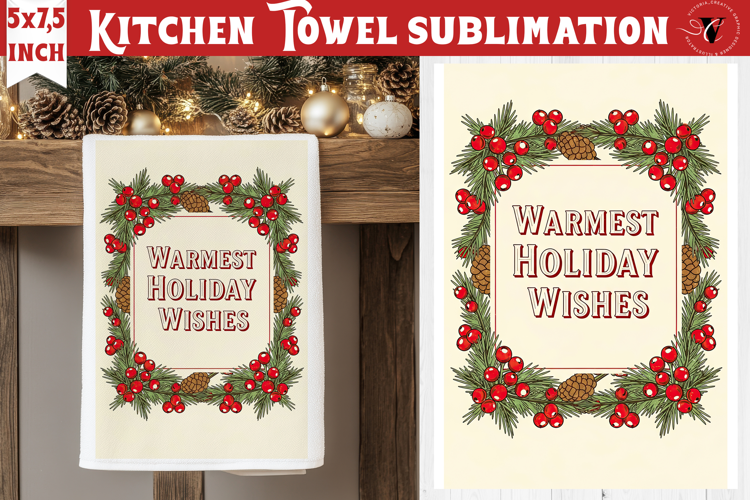 Christmas kitchen towel sublimation | Holiday baking print