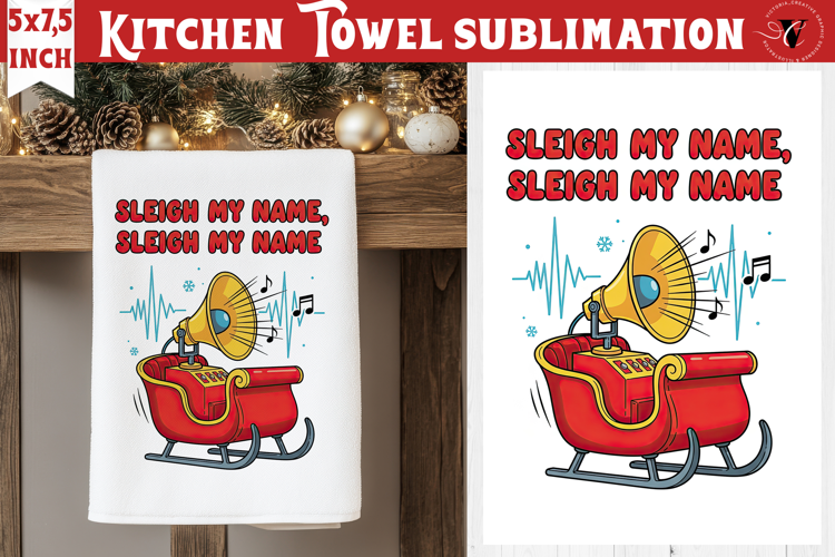 Christmas kitchen towel sublimation | Holiday baking print