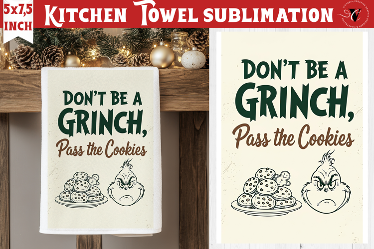 Christmas kitchen towel sublimation | Holiday baking print