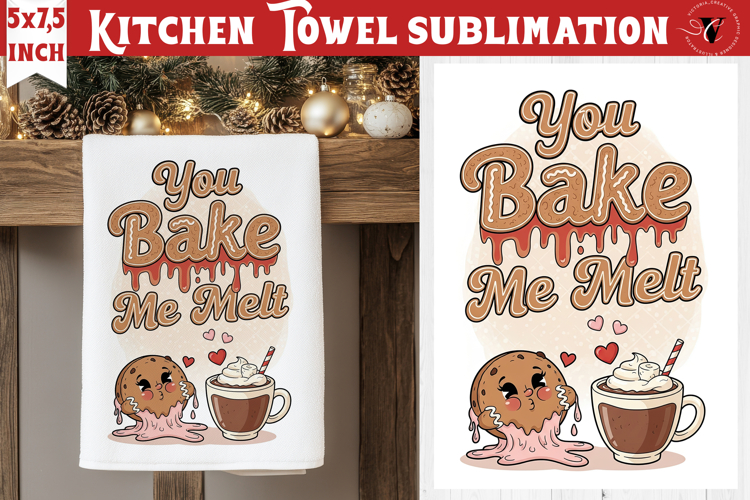 Christmas kitchen towel sublimation | Holiday baking print