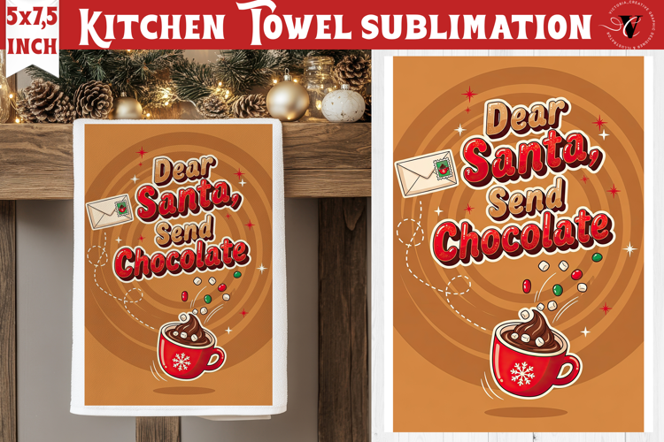 Christmas kitchen towel sublimation | Holiday baking print