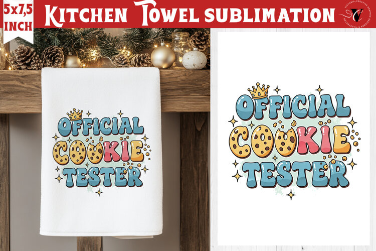 Christmas kitchen towel sublimation | Holiday baking print example image 1