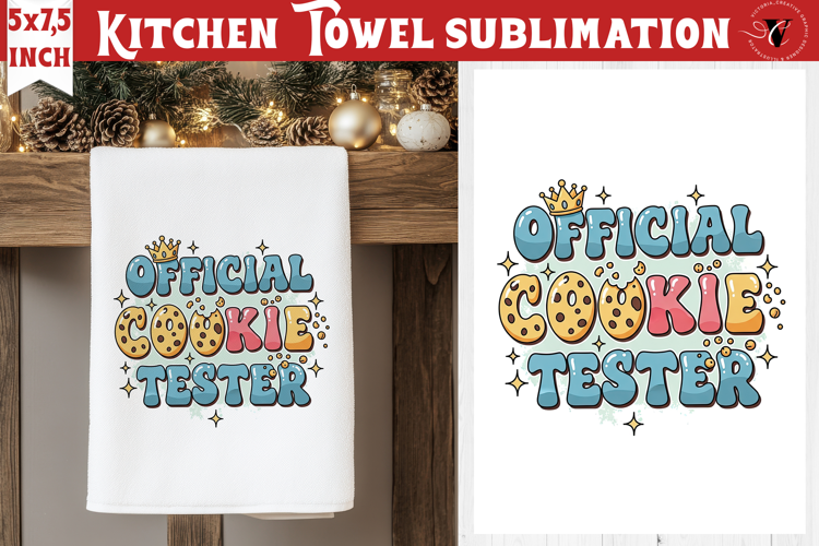 Christmas kitchen towel sublimation | Holiday baking print