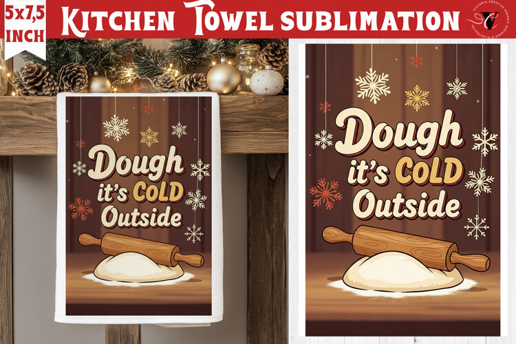 Christmas kitchen towel sublimation | Holiday baking print example image 1
