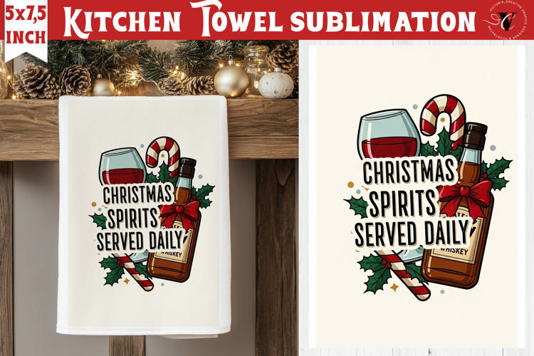 Christmas kitchen towel sublimation | Holiday baking print