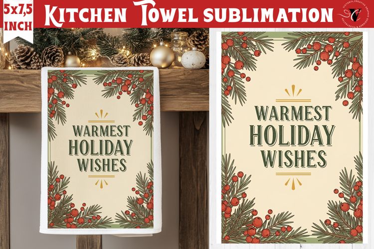 Christmas kitchen towel sublimation | Holiday baking print