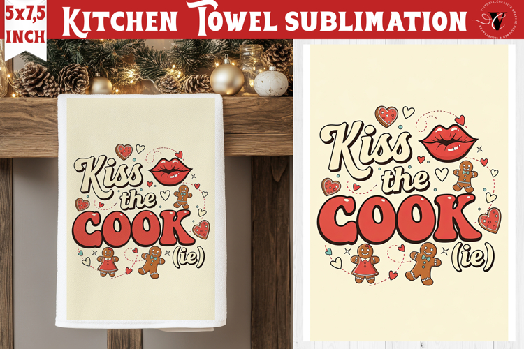 Christmas kitchen towel sublimation | Holiday baking print