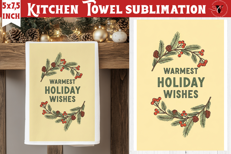 Christmas kitchen towel sublimation | Holiday baking print