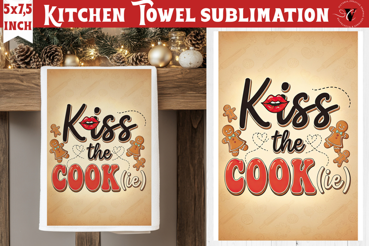 Christmas kitchen towel sublimation | Holiday baking print