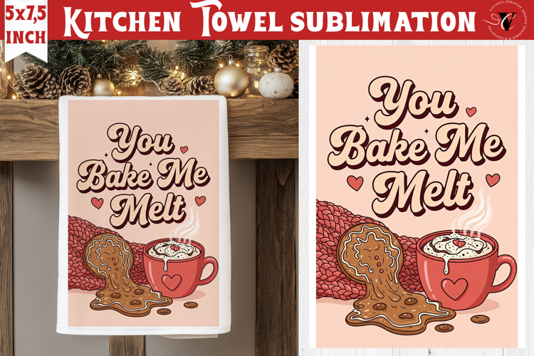 Christmas kitchen towel sublimation | Holiday baking print