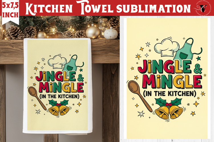 Christmas kitchen towel sublimation | Holiday baking print