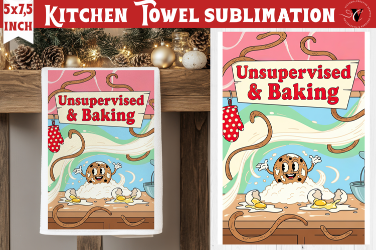 Christmas kitchen towel sublimation | Holiday baking print