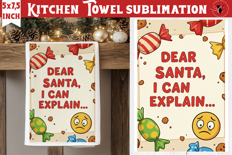 Christmas kitchen towel sublimation | Holiday baking print