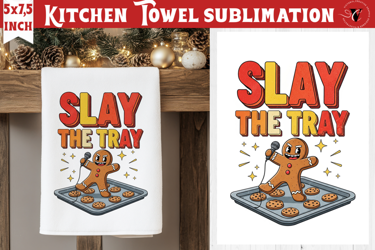 Christmas kitchen towel sublimation | Holiday baking print