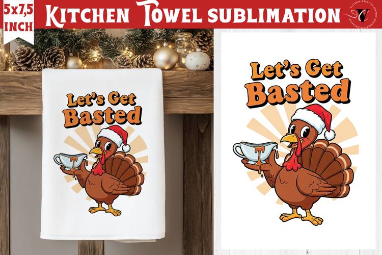 Christmas kitchen towel sublimation | Holiday baking print