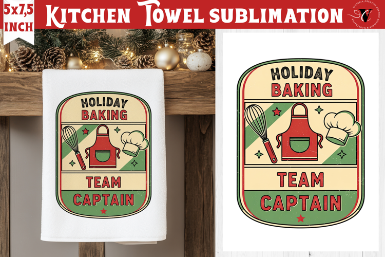 Christmas kitchen towel sublimation | Holiday baking print