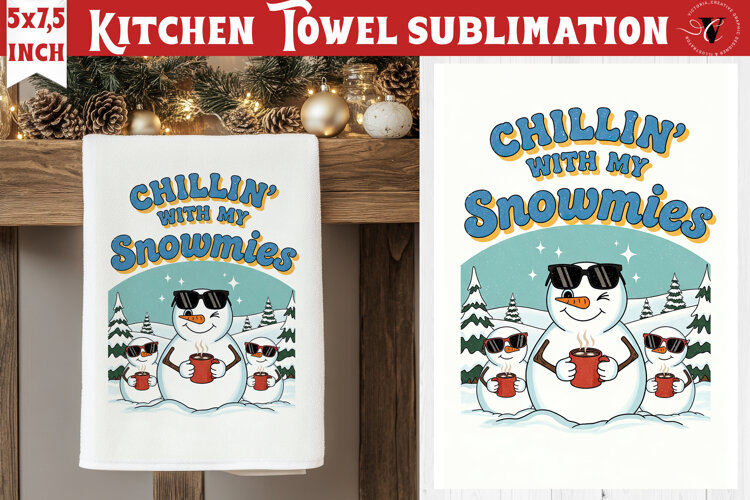 Christmas kitchen towel sublimation | Holiday baking print example image 1