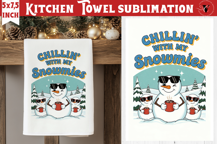Christmas kitchen towel sublimation | Holiday baking print