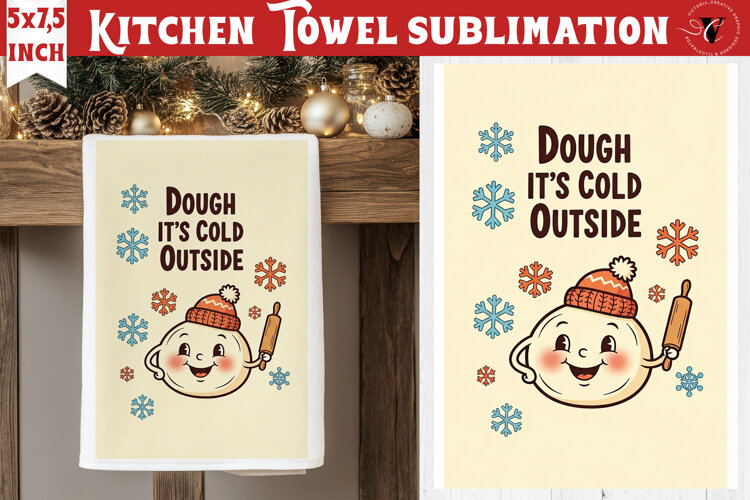Christmas kitchen towel sublimation | Holiday baking print example image 1