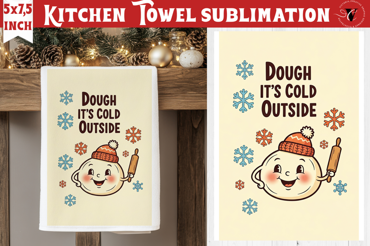 Christmas kitchen towel sublimation | Holiday baking print
