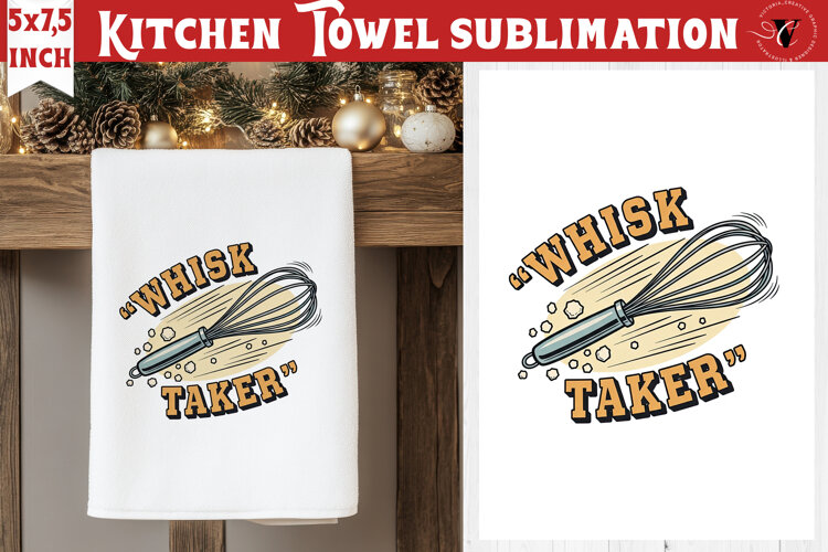 Christmas kitchen towel sublimation | Holiday baking print example image 1