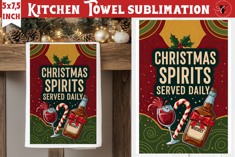 Christmas kitchen towel sublimation | Holiday baking print